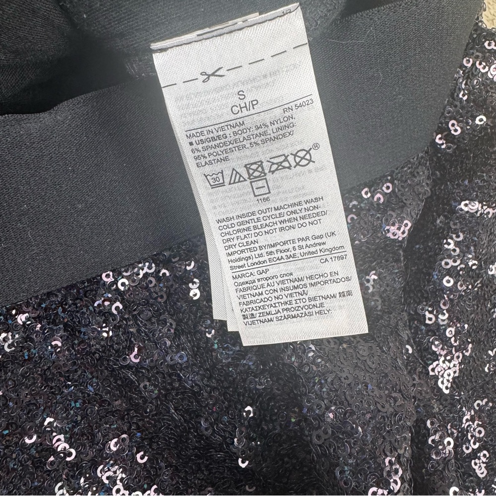 GAP Black Sequin Ankle Pants Size Small Party NYE Dressy - Picture 7 of 8